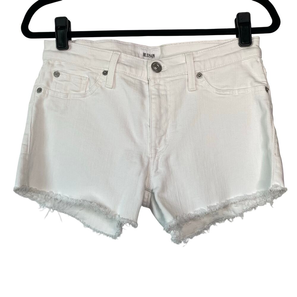 Hudson White Amelia Cut Off Raw Hem Jean Shorts Size 28